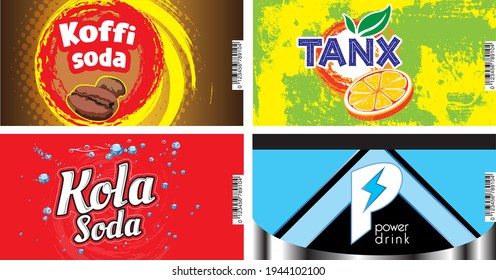 Generic soda label designs for aluminium can Set 2