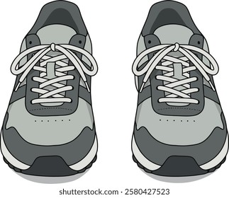 Generic Sports Shoes For Running, Vector Illustration Isolated On White Background	