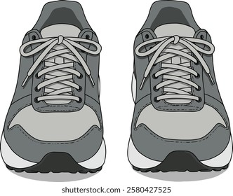 Generic Sports Shoes For Running, Vector Illustration Isolated On White Background	