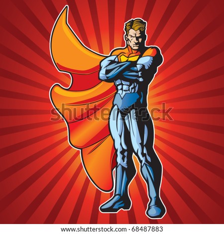 Generic superhero with arms crossed and a serious face.