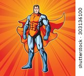 Generic superhero figure standing proud.  Layered & easy to edit. See portfolio for other images.