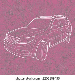 generic SUV line drawing on textured paper