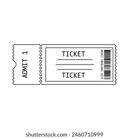 A generic ticket with stub for general admission to an event in line art vector