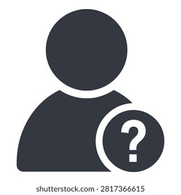Generic user profile icon featuring a question mark symbol. Represents identity verification, anonymous accounts, or missing information in digital interfaces.