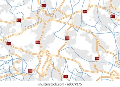 Generic vector road map with highways an local roads