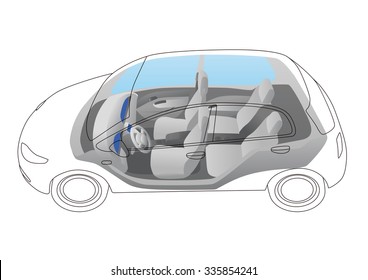 generic vehicle body and interior, vector illustration
