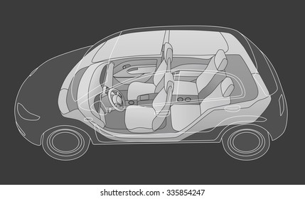 generic vehicle body   interior  vector illustration
