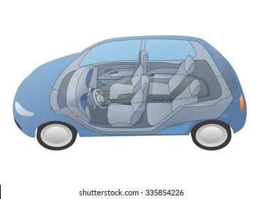 generic vehicle exterior   interior  vector illustration