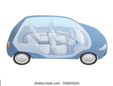 generic vehicle exterior and interior, vector illustration