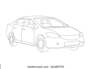 Generic vehicle line drawing illustration