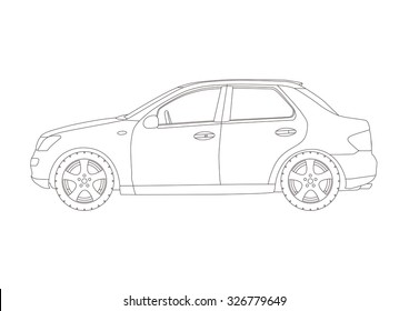 Generic vehicle line drawing illustration