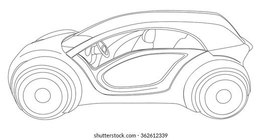 Generic vehicle line drawing illustration