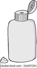 Generic white lotion bottle with cream over isolated background