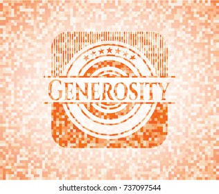 Generosity abstract emblem, orange mosaic background