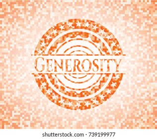 Generosity abstract emblem, orange mosaic background