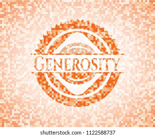 Generosity abstract orange mosaic emblem with background