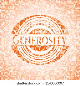 Generosity abstract orange mosaic emblem