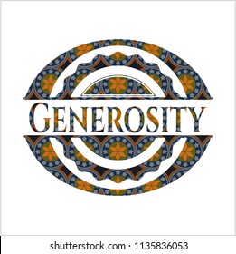 Generosity arabic badge. Arabesque decoration.