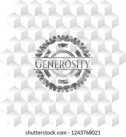 Generosity grey emblem. Retro with geometric cube white background