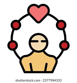 Generosity icon outline vector. Heart love. Social team color flat