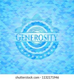 Generosity light blue emblem. Mosaic background