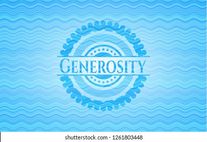 Generosity light blue water badge.