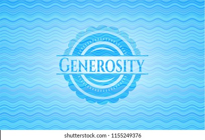 Generosity light blue water emblem background.