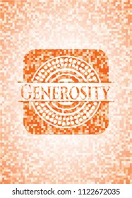 Generosity orange mosaic emblem with background