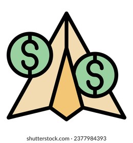 Generosity paper plane icon outline vector. Hand activist. Love charity color flat