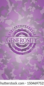 Generosity pink and purple on camouflaged pattern. Vector Illustration. Detailed.