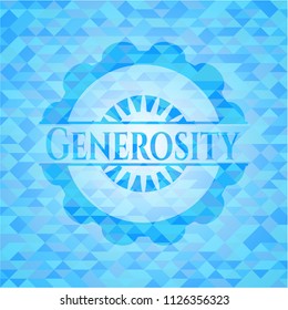 Generosity realistic light blue mosaic emblem