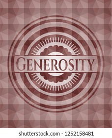 Generosity red emblem with geometric background. Seamless.