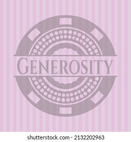 Generosity retro style pink emblem. Flat design. 