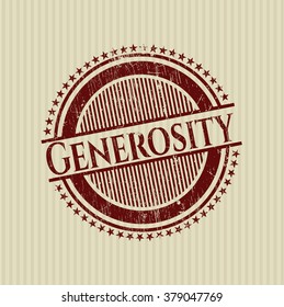 Generosity rubber grunge stamp