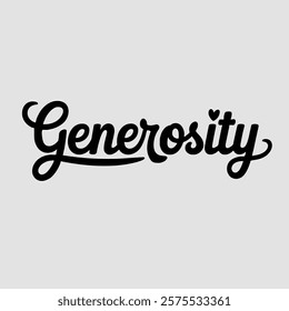 Generosity script text typography valentine vector  transparent background