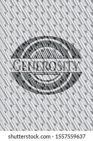 Generosity silver emblem or badge. Scales pattern. Vector Illustration. Detailed.