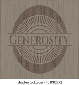 Generosity wooden emblem. Retro