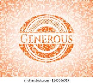 Generous abstract emblem, orange mosaic background