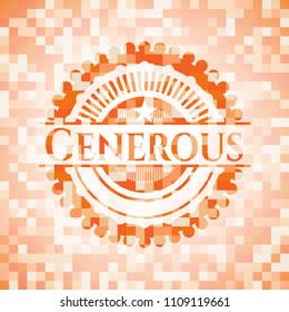  Generous abstract orange mosaic emblem with background