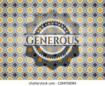 Generous arabic badge. Arabesque decoration.
