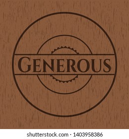 Generous badge with wooden background