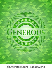 Generous green emblem with mosaic ecological style background