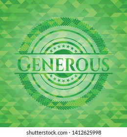 Generous green mosaic emblem. Vector Illustration. Detailed.