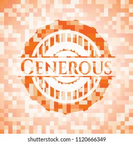 Generous orange mosaic emblem with background