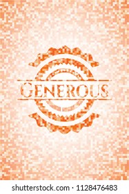 Generous orange mosaic emblem with background