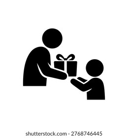 Generous Parent Giving Gift Icon Isolated On White Background 