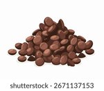 A generous pile of chocolate chips vector icon on white background. Semi-sweet morsels for cookies, cakes and various confections. For bakers and food enthusiasts