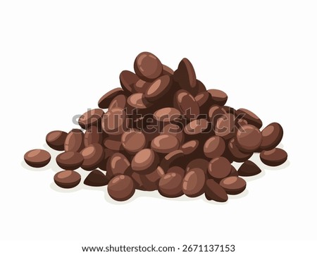 A generous pile of chocolate chips vector icon on white background. Semi-sweet morsels for cookies, cakes and various confections. For bakers and food enthusiasts