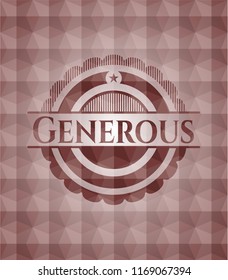Generous red seamless emblem with geometric background.
