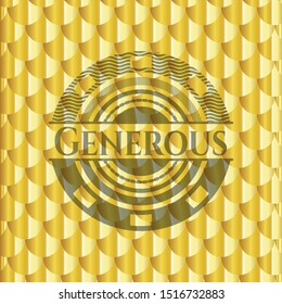 Generous shiny golden emblem. Scales pattern. Vector Illustration. Detailed.